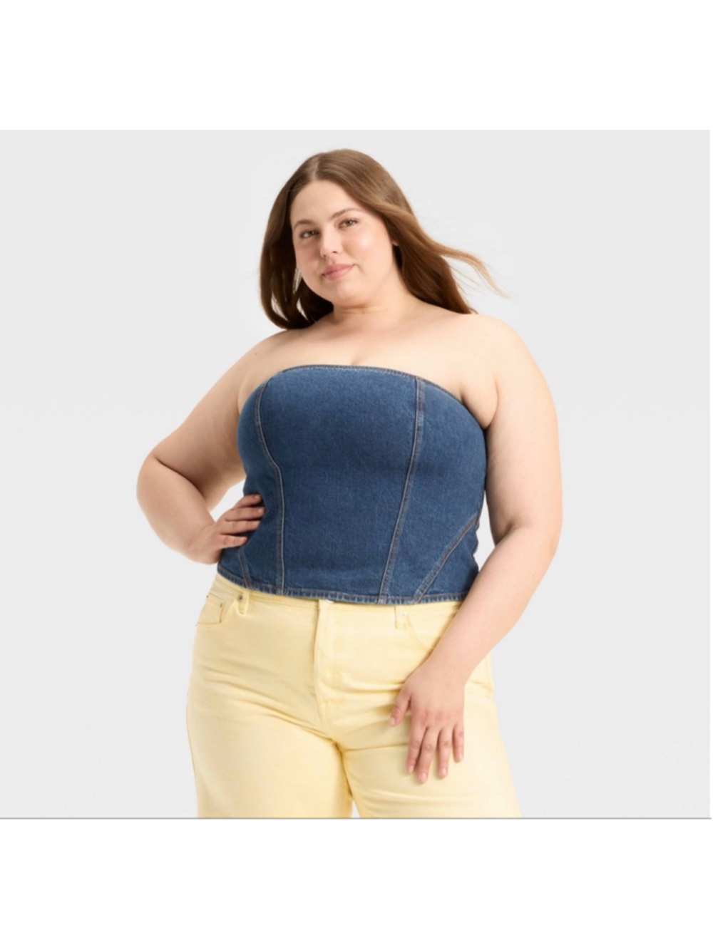 Universal Thread Denim Corset Tube Top Women’s Size 17 Dark Wash Strapless NWT